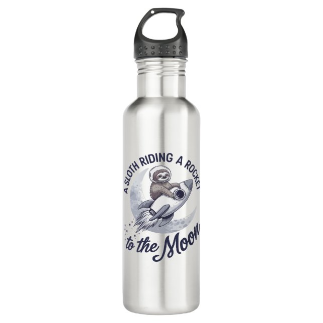 Adorable Sloth Astronaut Riding 710 Ml Water Bottle (Front)