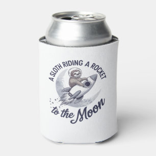 Adorable Sloth Astronaut Riding Can Cooler