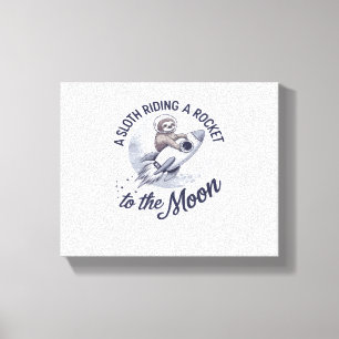 Adorable Sloth Astronaut Riding Canvas Print