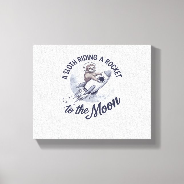 Adorable Sloth Astronaut Riding Canvas Print (Front)