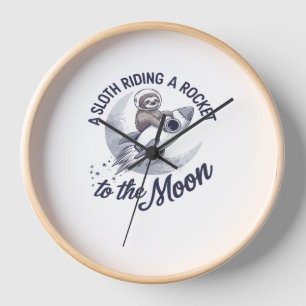 Adorable Sloth Astronaut Riding Clock