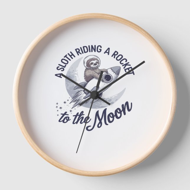 Adorable Sloth Astronaut Riding Clock (Front)