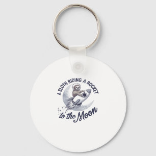 Adorable Sloth Astronaut Riding Key Ring