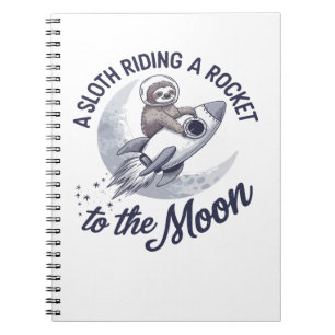 Adorable Sloth Astronaut Riding Notebook