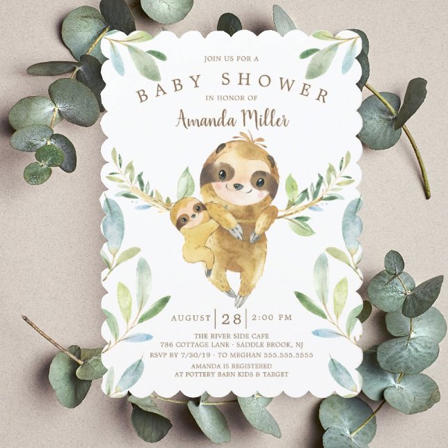 Adorable Sloth Baby Shower Invitation (Creator Uploaded)