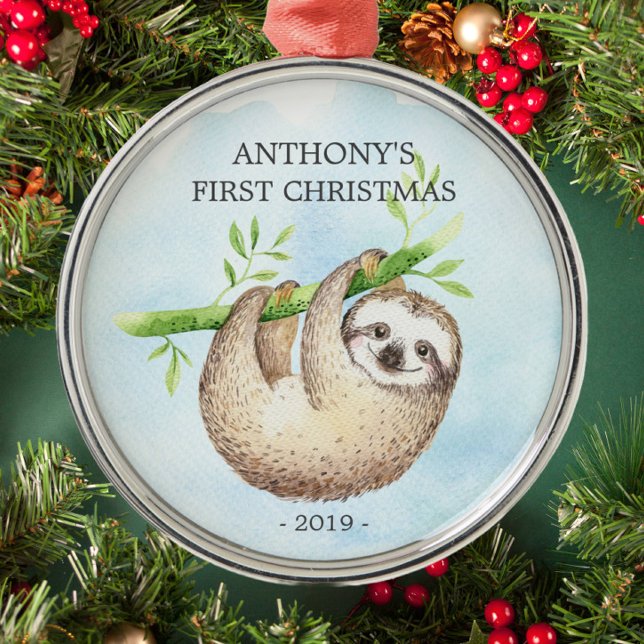 Adorable Sloth Baby's First Christmas Ornament (Creator Uploaded)