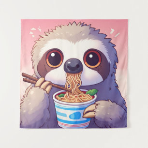 Adorable Sloth Eating Ramen Tapestry