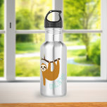 Adorable Sloth "Hang in There" 532 Ml Water Bottle<br><div class="desc">Funny illustration of a cute sloth hanging from a tree branch and the words "Hang in There" in handwritten font.</div>