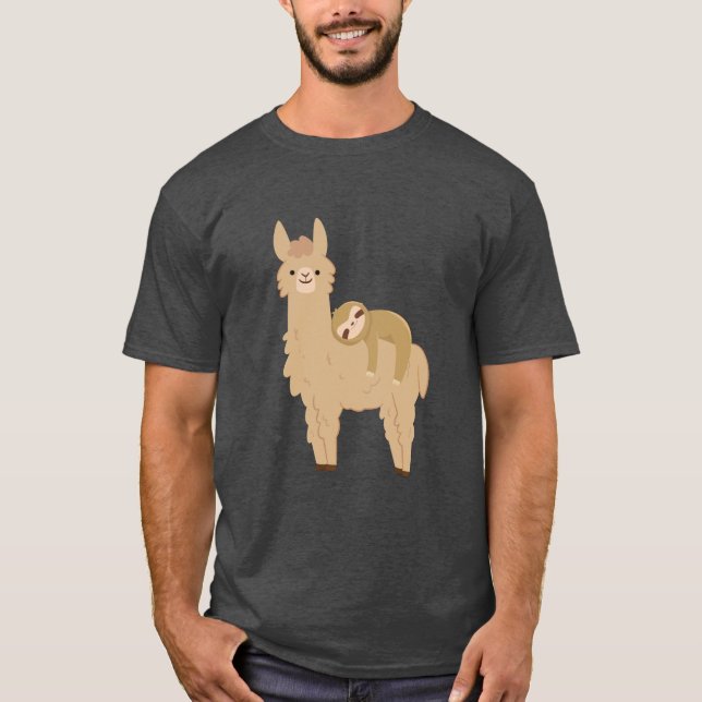Adorable Sloth Sleeping on a Llama T-Shirt (Front)