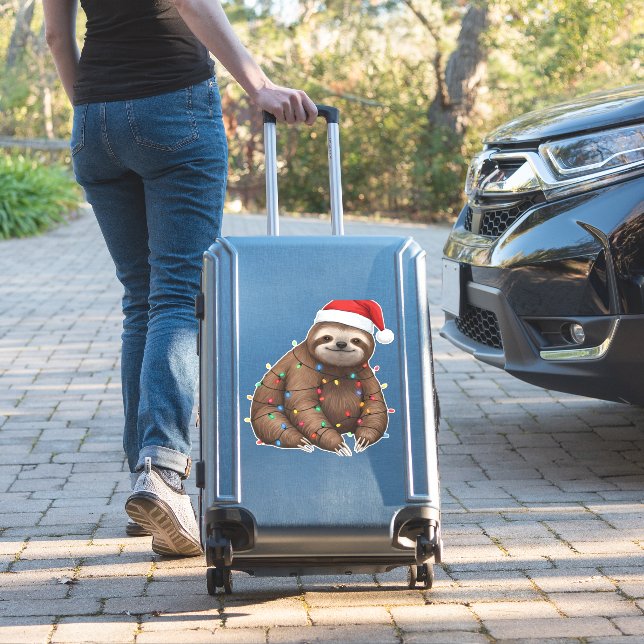 Adorable Sloth Wrapped in Holiday Lights Classic T (Suitcase Insitu)