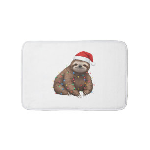 Adorable Sloth Wrapped in Holiday Lights Classic T Bath Mat