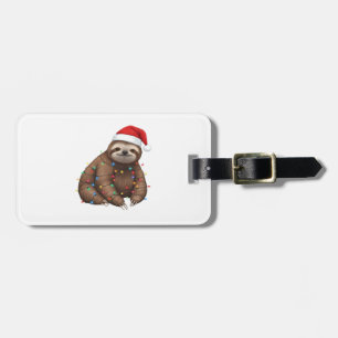 Adorable Sloth Wrapped in Holiday Lights Classic T Luggage Tag