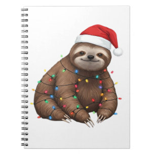 Adorable Sloth Wrapped in Holiday Lights Classic T Notebook
