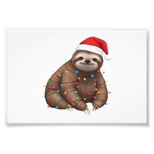 Adorable Sloth Wrapped in Holiday Lights Classic T Photo Print