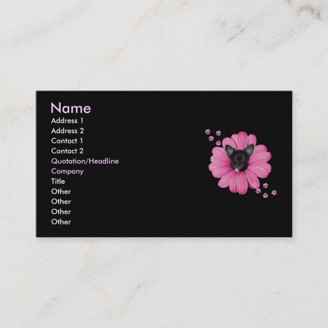 Adorable Sly Heaven Chihuahua Pink Flower Business Card (Front)