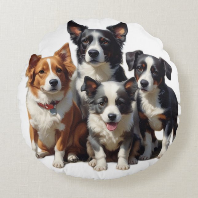 Adorable Small Dogs  Round Cushion (Front)