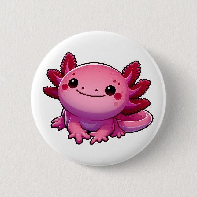 Adorable Smiling Axolotl 6 Cm Round Badge (Front)