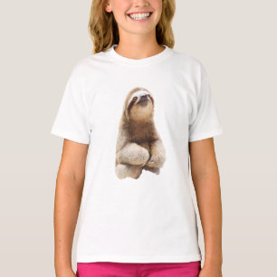 Adorable Smiling Brown Sloth Kids T-Shirt