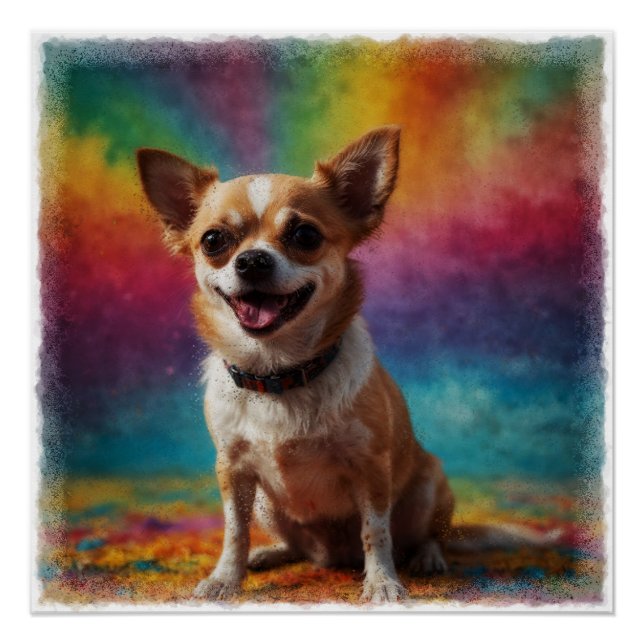 Adorable Smiling Chihuahua Artistic Portrait Poster (Front)