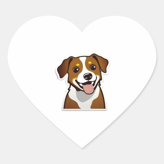 Adorable smiling dog with beautiful eyes heart sticker (Front)