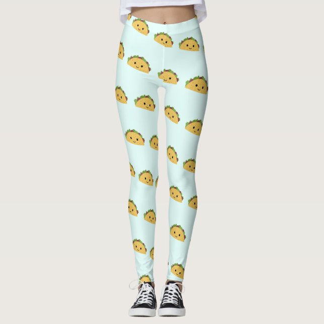 Adorable smiling kawaii taco leggings (Front)