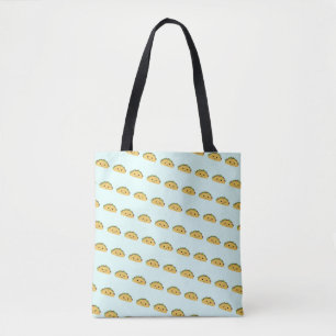 Adorable Smiling Kawaii Taco Pattern Tote Bag