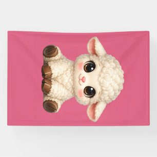 Adorable Smiling Lamb Cartoon Design Banner
