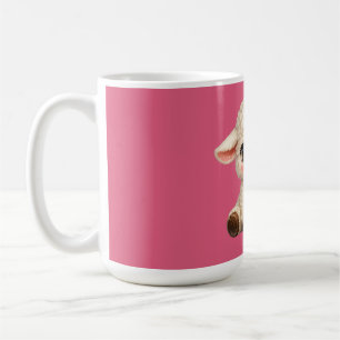 Adorable Smiling Lamb Cartoon Design Banner Coffee Mug
