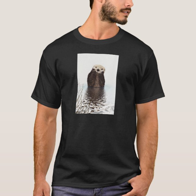 Adorable Smiling Otter in Lake T-Shirt (Front)