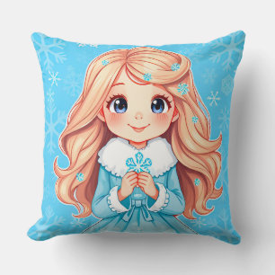 Adorable Smiling Snow Maiden Cushion
