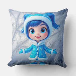 Adorable Smiling Snow Maiden Cushion
