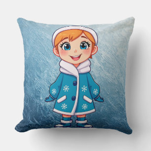 Adorable Smiling Snow Maiden Cushion