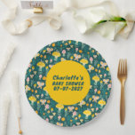 Adorable Snail Mushroom Butterfly Cute BABY SHOWER Paper Plate<br><div class="desc">Perfect simple and cute custom paper plate for a fun baby shower! Hand made art for you! Customise with your own text by clicking "personalise" or change the colours, fonts or placements. Check my shop for lots more colours and designs or let me know if you'd like something custom! Also...</div>