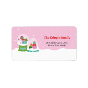 Adorable Snow Globes with Gifts and Candy in Pink Label