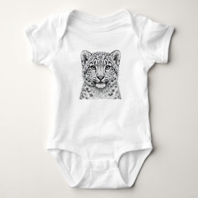Adorable Snow Leopard Cub Baby Bodysuit (Front)