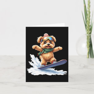 Adorable Snowboarding Dog Winter Sports Men Women  Card