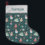 Adorable Snowman Christmas Pattern Large Christmas Stocking<br><div class="desc">Deck your mantle with holiday cheer using this Cute Snowman Christmas Pattern Large Stocking! Featuring an adorable snowman design with vibrant colours, this stocking is perfect for creating a festive atmosphere in your home. Its large size offers plenty of room for Santa’s surprises, making it ideal for children and adults...</div>