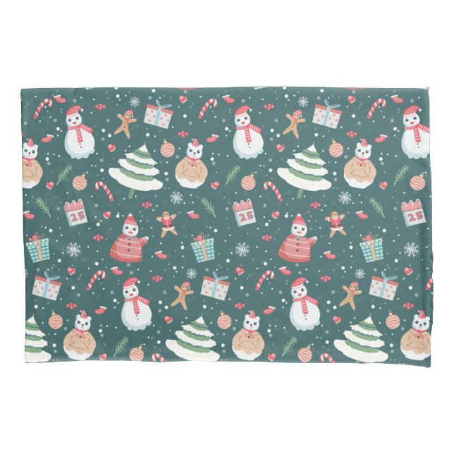 Adorable Snowman Christmas Pattern Pillowcase (Front)
