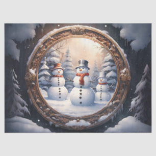 Adorable Snowman Family in Winter Wonderland Decou Tissue Paper