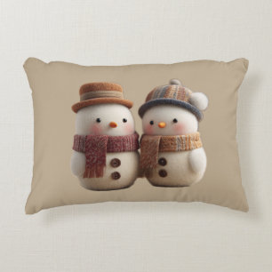 Adorable Snowman Graphic Cosy Winter Season Decorative Cushion