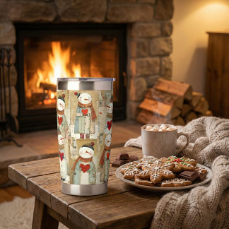 Adorable Snowman Hearts Winter Insulated Tumbler