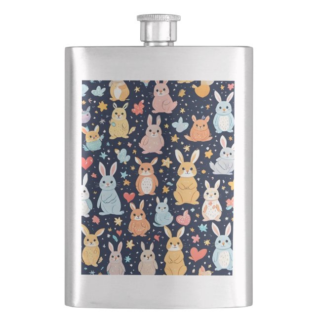 Adorable Soft Pastel Baby Animal Classic Flask (Front)