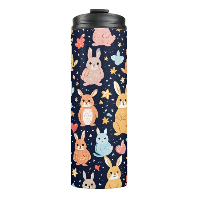 Adorable Soft Pastel Baby Animal Pattern Thermal Thermal Tumbler (Front)