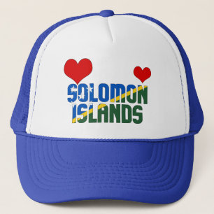 Adorable Solomon Islands Flag Hearts Patriotic Trucker Hat