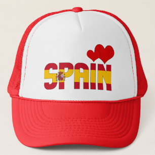 Adorable Spain Flag Hearts Patriotic Trucker Hat