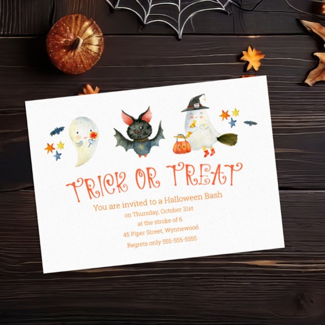 Adorable Spooky Friends "Trick or Treat" Halloween Invitation (Creator Uploaded)