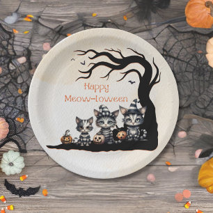 Adorable Spooky Ghost Kittens Halloween Party Paper Plate