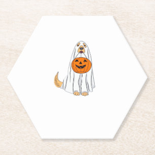 Adorable Spooky Golden Retriever Ghost Classic T-S Paper Coaster