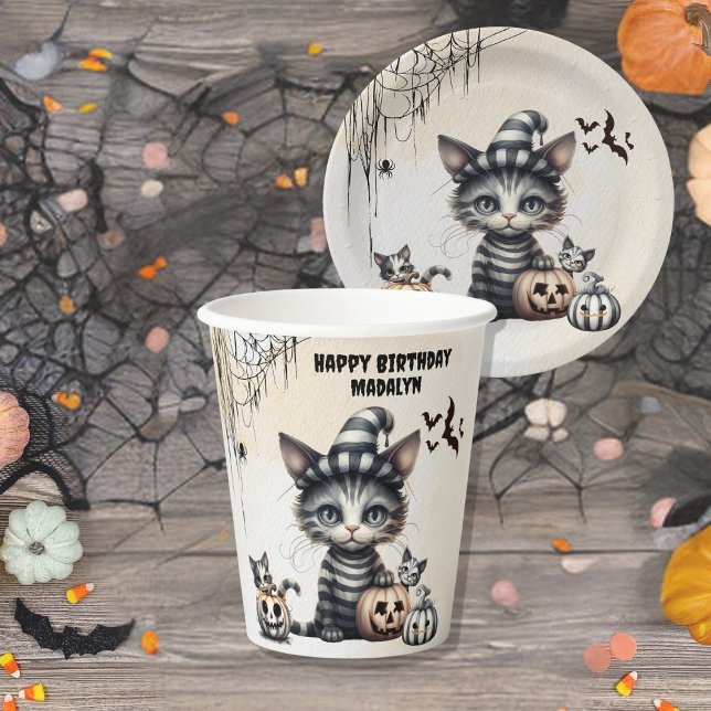 Adorable Spooky Halloween Kitten  Paper Cups (Creator Uploaded)