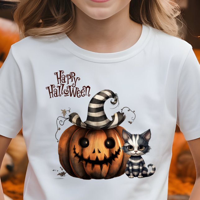 Adorable Spooky Halloween Kitten Pumpkin T-Shirt (Creator Uploaded)